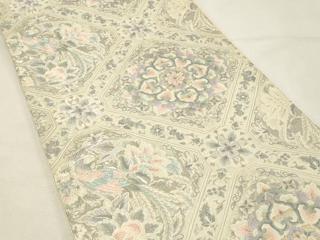 平和屋着物◎六通柄袋帯　唐織　蜀江天井華文　プラチナ箔　正絹　逸品　DABH2960qp