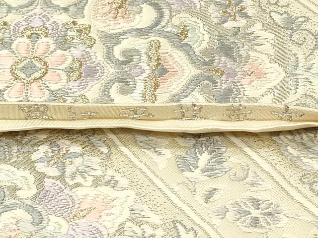 平和屋着物◎六通柄袋帯　唐織　蜀江天井華文　プラチナ箔　正絹　逸品　DABH2960qp
