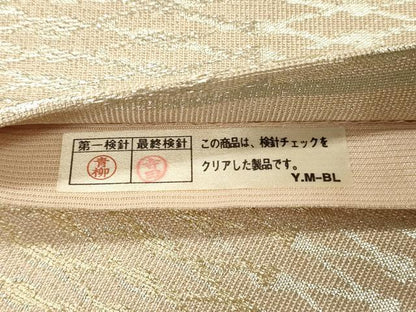 平和屋着物◎六通柄袋帯　変わり市松　金銀糸　正絹　逸品　DABH2968qp