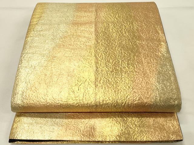 平和屋着物◎アンティーク　大正ロマン　六通柄袋帯　霞文　ANTIQUE倭文布　金糸　正絹　逸品　DABH2973qp