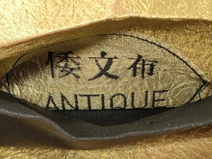 平和屋着物◎アンティーク　大正ロマン　六通柄袋帯　霞文　ANTIQUE倭文布　金糸　正絹　逸品　DABH2973qp