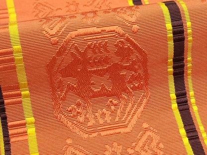 平和屋着物◎本場筑前博多織　半幅帯　刺繍　刺繍　蜀江動物間道　証紙付き　正絹　逸品　DABH2987qp