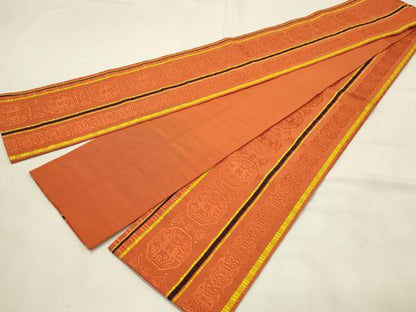 平和屋着物◎本場筑前博多織　半幅帯　刺繍　刺繍　蜀江動物間道　証紙付き　正絹　逸品　DABH2987qp