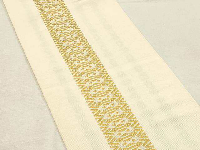 平和屋着物◎本場筑前博多織　両面　半幅帯　幾何学文　正絹　逸品　DABH2992qp