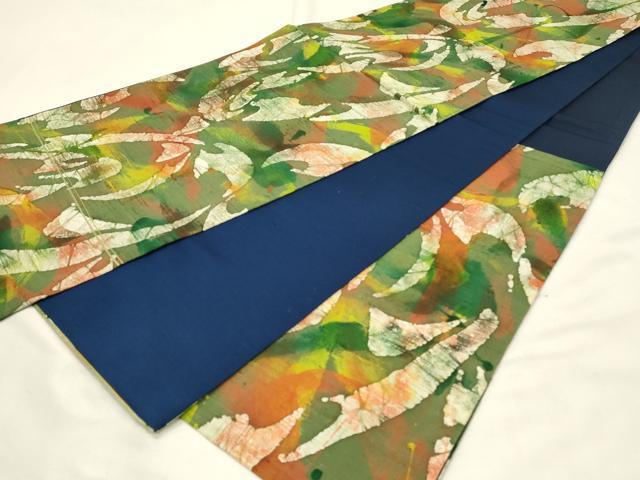 平和屋着物◎六通柄袋帯　紬地　ろうけつ染め　抽象文　正絹　逸品　DABH3001qp