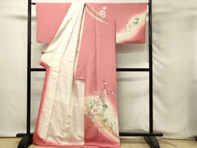 平和屋着物■訪問着　花蝶文　暈し染め　金彩　ロング丈　正絹　逸品　DABH3012qp