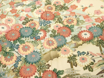 平和屋着物■豪華黒留袖　友禅　作家物　風景花松文　正絹　逸品　未使用　DABH3016qp