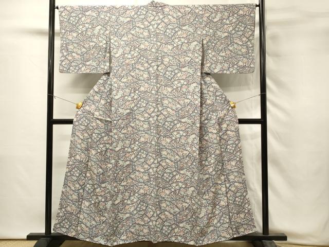 平和屋着物■上質な小紋　辻が花　背抜き仕立て　正絹　逸品　DABH3019qp
