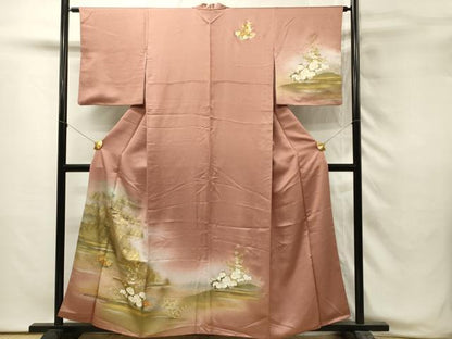 平和屋着物■訪問着　風景花文　暈し染め　金銀彩　正絹　逸品　DABH3029qp