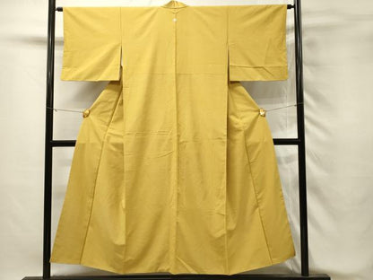 平和屋着物■上質な紬　支子色　正絹　逸品　DABH3032qp
