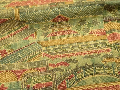 平和屋着物■上質な小紋　渡橋風景文　お召縮緬　正絹　逸品　DABH3038qp