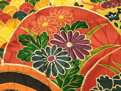 平和屋着物■豪華振袖　駒刺繍　青海波花文　金彩　正絹　逸品　DABH3039qp