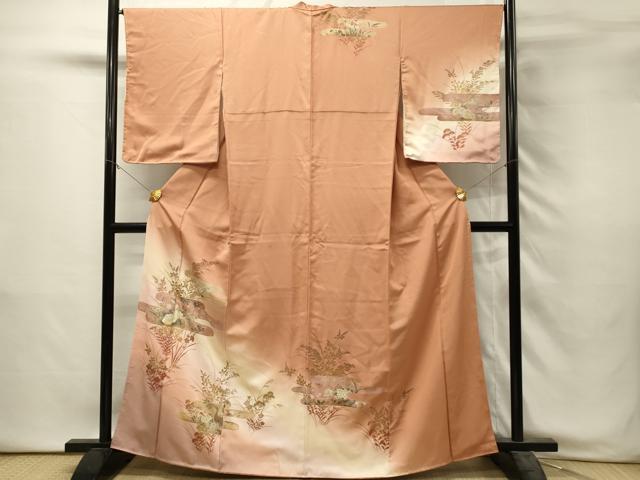 平和屋着物■訪問着　刺繍　エ霞花文　白鷺　暈し染め　金彩　正絹　逸品　DABH3041qp