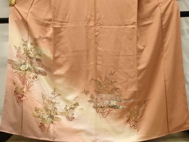 平和屋着物■訪問着　刺繍　エ霞花文　白鷺　暈し染め　金彩　正絹　逸品　DABH3041qp