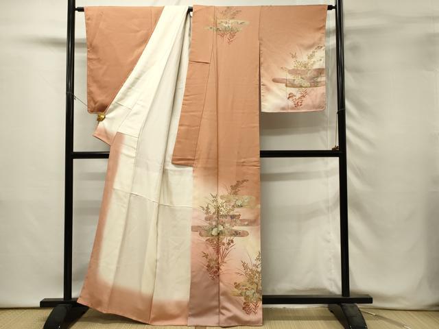 平和屋着物■訪問着　刺繍　エ霞花文　白鷺　暈し染め　金彩　正絹　逸品　DABH3041qp