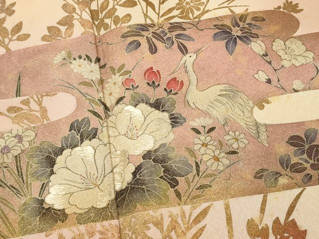 平和屋着物■訪問着　刺繍　エ霞花文　白鷺　暈し染め　金彩　正絹　逸品　DABH3041qp
