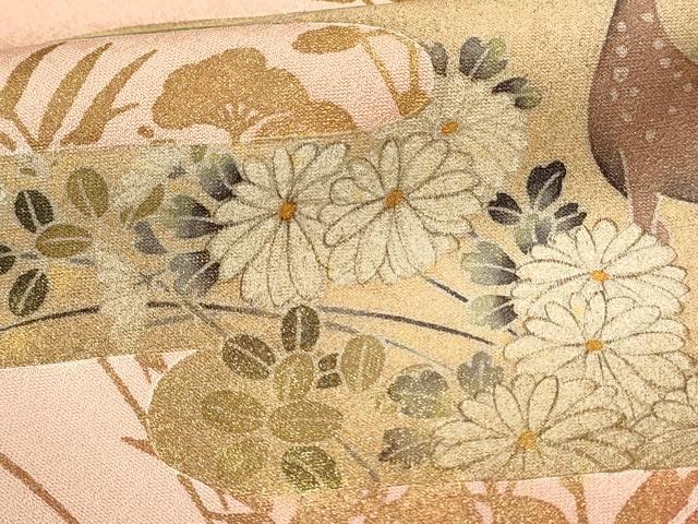 平和屋着物■訪問着　刺繍　エ霞花文　白鷺　暈し染め　金彩　正絹　逸品　DABH3041qp