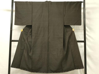 平和屋着物■男性　紬　濃檳榔子染色　正絹　逸品　DABH3042qp