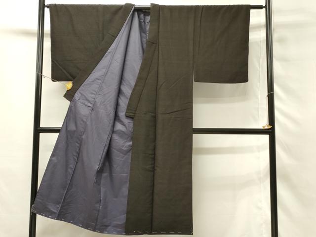 平和屋着物■男性　紬　濃檳榔子染色　正絹　逸品　DABH3042qp