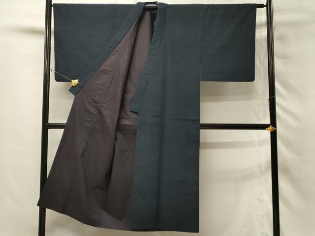 平和屋着物■男性　紬　藍鉄色　正絹　逸品　DABH3043qp