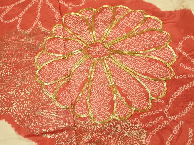 平和屋着物■豪華振袖　駒刺繍　絞り　流水菊文　金彩　正絹　逸品　DABH3050qp