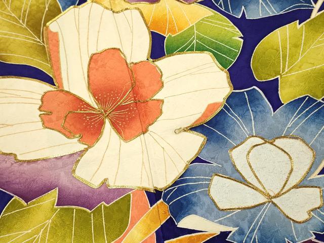 平和屋着物■豪華振袖　駒刺繍　草花文　暈し染め　金彩　正絹　逸品　DABH3051qp