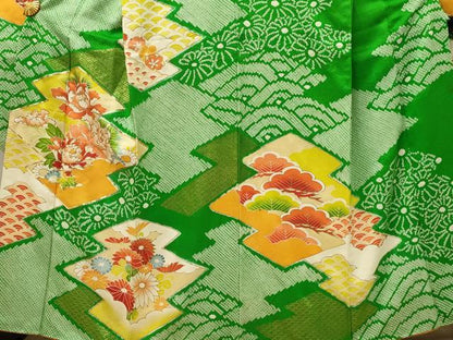 平和屋着物■豪華振袖　駒刺繍　絞り　松皮菱花松文　牡丹　金彩　正絹　逸品　DABH3053qp