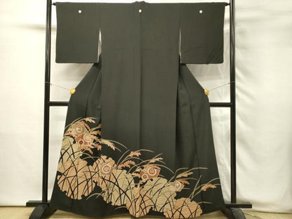 平和屋着物■豪華黒留袖　刺繍　雪輪花文　絵馬　正絹　逸品　DABH3057qp