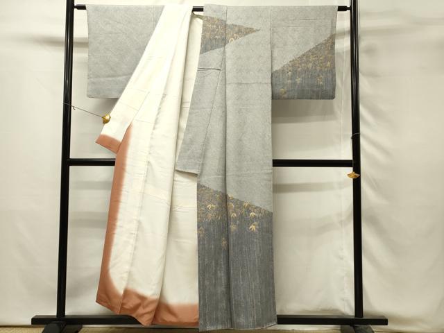 平和屋着物■訪問着　刺繍　総絞り　笹竹文　金糸　正絹　逸品　DABH3064qp