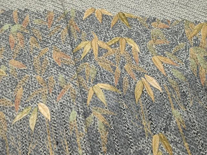 平和屋着物■訪問着　刺繍　総絞り　笹竹文　金糸　正絹　逸品　DABH3064qp