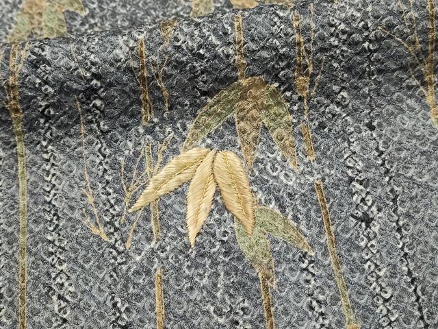 平和屋着物■訪問着　刺繍　総絞り　笹竹文　金糸　正絹　逸品　DABH3064qp