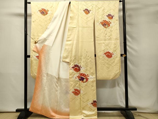 平和屋着物■豪華振袖　駒刺繍　舞蝶菱文　金彩　正絹　逸品　DABH3069qp