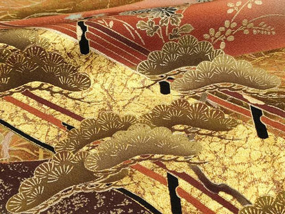 平和屋着物■豪華黒留袖　作家物　駒刺繍　御所車飛鶴人物花松文　暈し染め　金彩　正絹　逸品　DABH3070qp