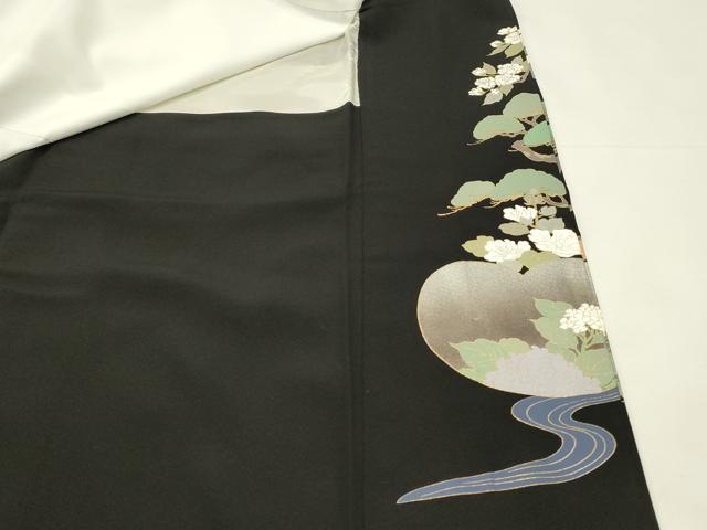 平和屋着物■豪華黒留袖　色紙草花文　暈し染め　金銀彩　正絹　逸品　DABH3071qp
