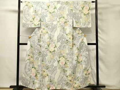 平和屋着物■上質な小紋　短冊花文　乱菊　正絹　逸品　DABH3075qp