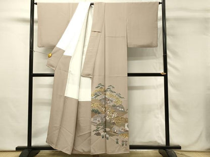 平和屋着物■豪華色留袖　風景人物花松文　金彩　正絹　逸品　DABH3084qp