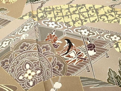平和屋着物■豪華色留袖　風景人物花松文　金彩　正絹　逸品　DABH3084qp