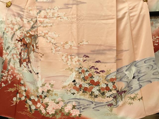 平和屋着物■豪華振袖　御所車飛鶴花文　暈し染め　金彩　正絹　逸品　DABH3085qp