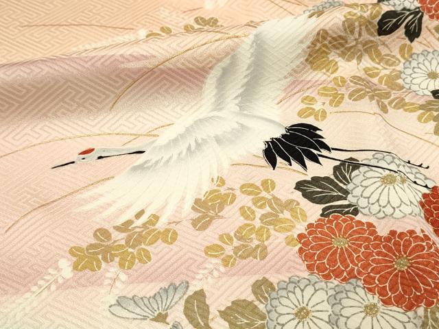 平和屋着物■豪華振袖　御所車飛鶴花文　暈し染め　金彩　正絹　逸品　DABH3085qp