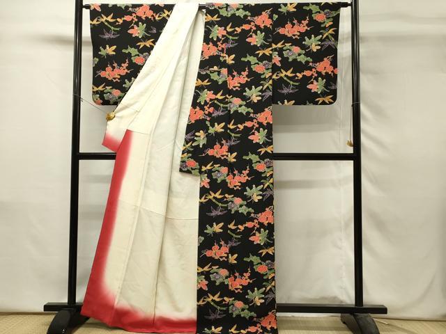 平和屋着物■上質な小紋　松竹梅　黒地　正絹　逸品　DABH3094qp