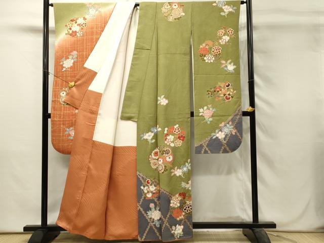 平和屋着物■豪華振袖　絞り　菊花丸文　牡丹　暈し染め　金彩　正絹　逸品　DABH3096qp