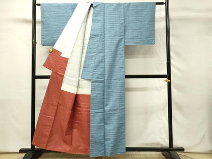 平和屋着物■上質な紬　変わり格子　正絹　逸品　未使用　DABH3098qp