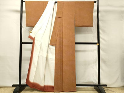 平和屋着物■上質な小紋　霞文　暈し染め　鬼しぼ縮緬　正絹　逸品　DABH3104qp