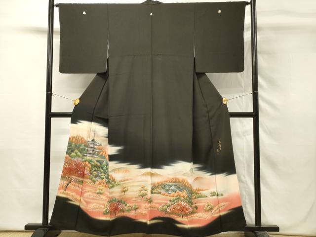 平和屋着物■豪華黒留袖　作家物　飛鳥の里　暈し染め　金彩　正絹　逸品　DABH3107qp