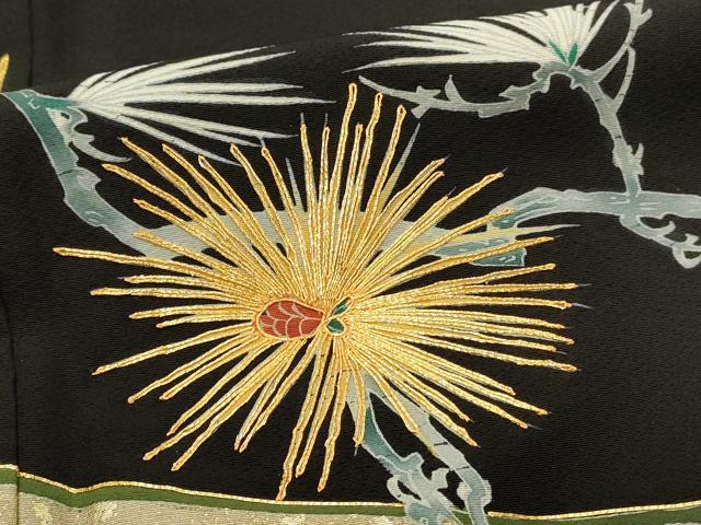 平和屋着物■豪華黒留袖　作家文　駒刺繍　群鶴　枝松文　暈し染め　金彩　正絹　逸品　DABH3113qp