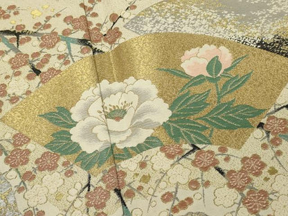 平和屋着物■豪華黒留袖　作家物　寿光織　地紙花文　枝梅　暈し染め　金銀糸　正絹　逸品　DABH3114qp