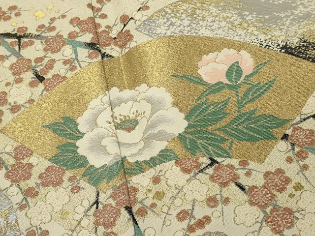 平和屋着物■豪華黒留袖　作家物　寿光織　地紙花文　枝梅　暈し染め　金銀糸　正絹　逸品　DABH3114qp
