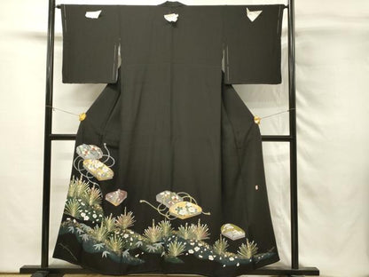 平和屋着物■豪華黒留袖　作家物　駒刺繍　文箱花文　暈し染め　金彩　正絹　逸品　未使用　DABH3115qp