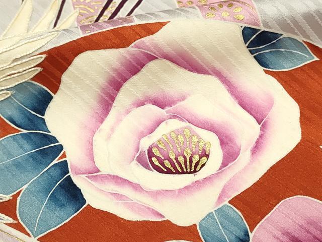 平和屋着物■豪華振袖　刺繍　鳳凰扇面花文　暈し染め　金彩　正絹　逸品　DABH3124qp