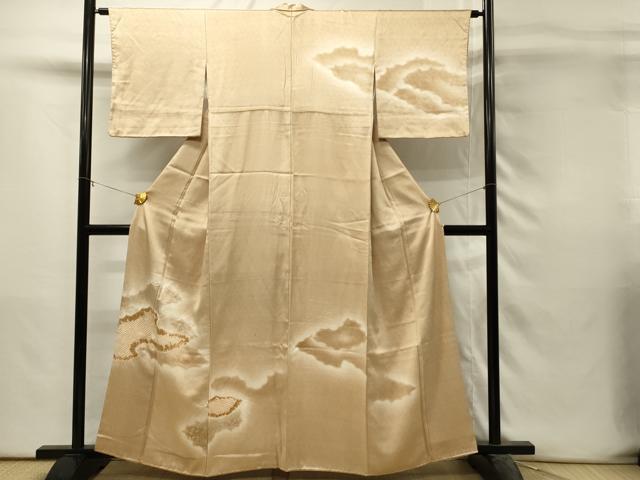 平和屋着物■訪問着　駒刺繍　絞り　雲取り花文　暈し染め　銀彩　正絹　逸品　DABH3127qp